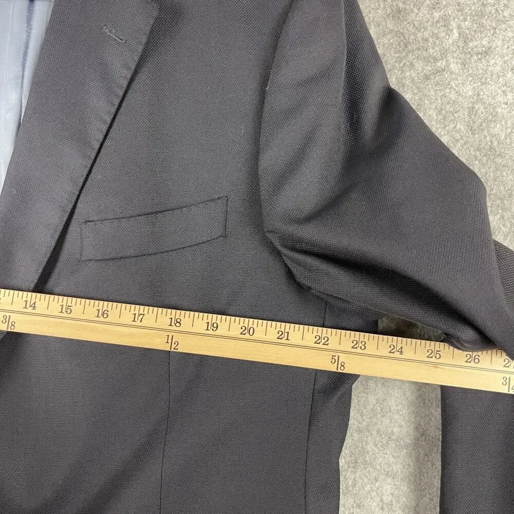J Hilburn Wool Blazer Sport Coat Mens 46R‎ Navy Blue Guabello Italian 2 Button